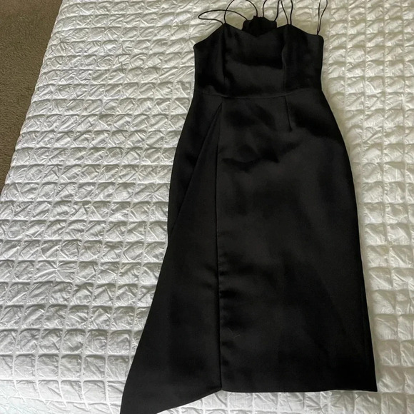 Keepsake the label black asymmetrical open slit midi dress - Picture 1 of 9
